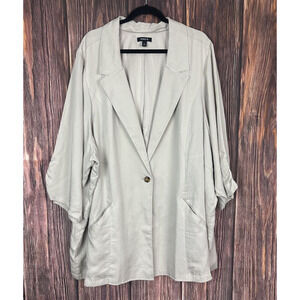 Torrid Womens Studio Linen Blazer Beige Single Button Plus Size 6X